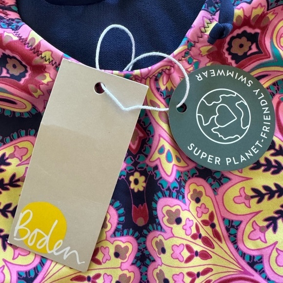 NWT Boden Scoop Tie Back One Piece Pink Paradise / Navy / US 10 - Picture 11 of 12